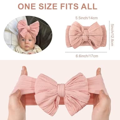 CÉLLOT 6 Pcs Super Stretchy Soft Handmade Headbands with Double Bows Head Wrap Nylon Hair Accessories For Newborn Babies Girls Infants Toddlers - Image 2
