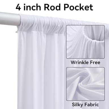 4 Panels 5x40ft White Ceiling Drapes for Wedding, Wrinkle Free Thick Polyester 40ft Long Canopy Tent Ceiling Draping Curtains Arch Drapery for Birthday Party Event Venue Decoration - Image 2