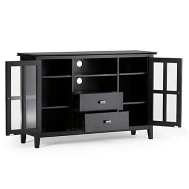 SIMPLIHOME Artisan SOLID WOOD 53 Inch Wide Transitional TV Media Stand in Black for TVs up to 60 Inches, For the Living Room and Entertainment Center - Image 4