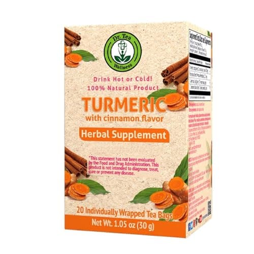 Dr. Tea Wellness Turmeric Herbal Tea with Cinnamon Flavor - 20 Tea Bags - Image 1