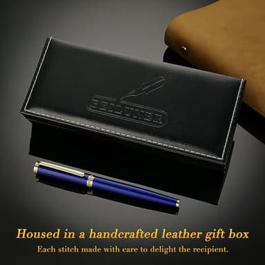 BEILUNER Blue Fountain Pen,Stunning Luxury Pens with 24K Gold Finish, Gorgeous 24K Gilded Nib(Fine), Trustworthy Pen Gift for Men&Women -Ink Converter-Elegant, Graduation,Nice Pen for Writing - Image 5