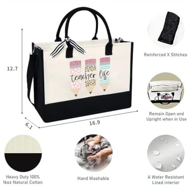 LIYACHAO Teacher Appreciation Gifts,Teachers Day Gift,Teachers Birthday Gift,Christmas Gifts for Teahcer,End of Year Tote Bag Teacher,Tote Bag for Women - Image 2