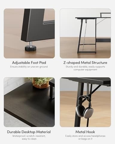 CubiCubi L Shaped Gaming Desk Computer Office Desk, 47 inch Corner Desk with Large Monitor Stand for Home Office Study Writing Workstation, Black - Image 6