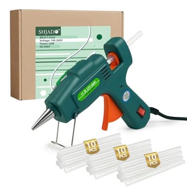 SHJADE Hot Glue Gun with 30 Glue Sticks, Fast Preheating Hot Melt Gun, Mini Glue Gun Kit for Kids DIY School Craft Projects and Quick Home Repairs, 20W Green - Image 1