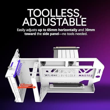Cooler Master Vertical GPU Card Holder Kit V3 White , PCIe 4.0 5.0 Motherboards GPUs RTX 5090 RX 9070 XT, ABS Casing, 165mm Length, Modula Adjustable for E-ATX ATX Micro ATX Case - Image 5