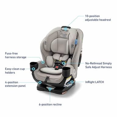 Graco Extend2Fit Convertible Baby Car Seat, Rear and Forward Facing, Adjustable Extension Panel for Extra Legroom, Ashten - Image 7