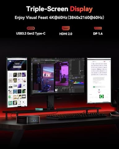 KAMRUI E3B Mini Gaming PC, 16GB RAM 512GB SSD Mini PC AMD Ryzen 5 7430U Micro Desktop Computers (Max 4.3GHz,6C/12T, Beat 5650U), Small Computer Support WiFi 6, BT5.2, Triple Display for Office Home - Image 5