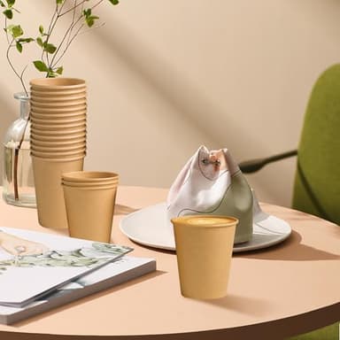 Clawsoff 180 Pack 8 oz Paper Cups, Brown Kraft Disposable Paper Coffee Cups, Unbleached Paper Cups for Hot/Cold Beverage Party, Picnic, Travel, and Events. - Image 7