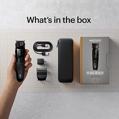 MANSCAPED® The Beard Hedger® Premium Men's Beard Trimmer, 20 Length Adjustable Blade Wheel, Stainless Steel T-Blade for Precision Facial Hair Trimming, Cordless Waterproof Wet/Dry Clipper - Image 8