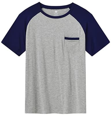 MoFiz Mens Pajama Sets Modal Comfy Sleep Shorts Lounge &Tops Tshirts PJs Sets Lightweight Thin Cool Summer Sets Size L Navy - Image 2