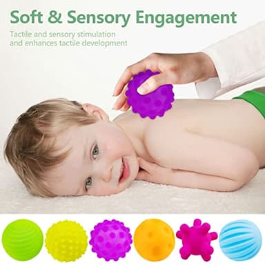 ROHSCE Sensory Balls for Baby Sensory Baby Toys 6 to 12 Months for Toddlers 1-3, Bright Color Textured Multi Soft Ball Gift Sets, Montessori Toys for Babies 6-12 Months Infant Toys (6 Pack) - Image 8