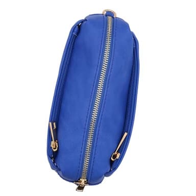 FashionPuzzle Triple Zip Small Crossbody Bag (Royal Blue) - Image 4