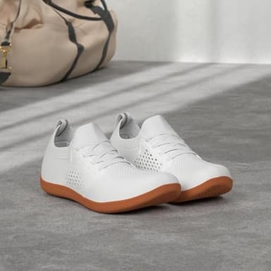 WHITIN Women's Minimalist Barefoot Low Zero Drop Shoes Female Sneakers Width Ladies Size 8 Wide Toe Box Walking Minimus Training White/Gum 39 - Image 2