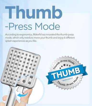 MakeFit Filtered Shower Head - 6 Modes High Pressure Handheld Shower Head with Filter Mineral Beads, Detachable Handheld Showerhead Set with Stainless Steel Hose and Shower Arm Bracket - Image 2