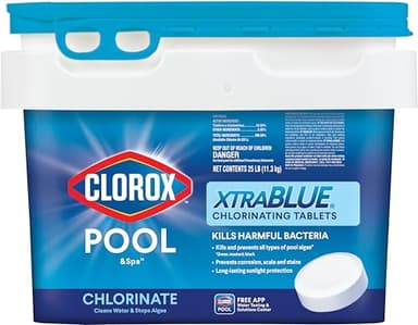 Clorox® Pool&Spa™ XtraBlue 3” Swimming Pool Chlorinating Tablets, Kills Bacteria & Stops Algae (25 LB) - Image 1