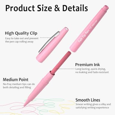Lelix 30 Colors Felt Tip Pens, Medium Point Pastel Colored Pens, Felt Tip Markers Pens For Journaling, Writing, Note Taking, Planner Coloring, Perfect for Art Office and School Supplies - Image 4