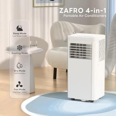 ZAFRO 10000BTU Portable Air Conditioner Cooling, Dehumidifier & Fan, 3 Speed, Remote Control, 24-Hour Timer, LED Display - Image 4