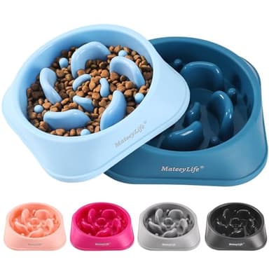 MateeyLife Slow Feeder Dog Bowls 2PCS, Anti-Choking Puzzle Dog Food Bowls, Anti-Slip Interactive Feeding Slow Down Eating, Bloat Stop Maze Dishes for Medium Breeds - Image 1