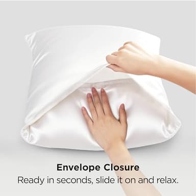 Bedsure Satin Pillowcases, Similar to Silk Pillow Cases Queen Size Set of 2, Pure White Cooling Pillow Case for Sleeping Women with Envelope Closure, Gifts for Women Men, 20x30 Inches, 2pcs - Image 7