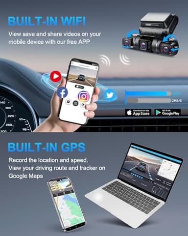 PRUVEEO 360 Degree View 4 Channel Dash Cam Front and Rear Inside Left Right, Dash Camera for Cars, Built-in GPS WiFi Night Vision, 24/7 Recording Parking Mode Monitor, Free 128G Card - Image 7