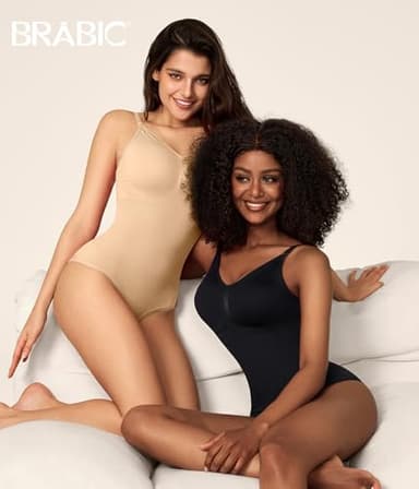 BRABIC Seamless Shapewear Bodysuit for Women - V-Neck, Sleeveless, Tummy Control - Image 3
