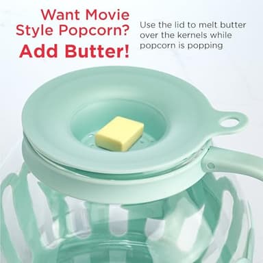Ecolution Patented Micro-Pop Microwave Popcorn Popper with Temperature Safe Glass, 3-in-1 Lid Measures Kernels and Melts Butter, Made Without BPA, Dishwasher Safe, 3-Quart, Aqua - Image 5