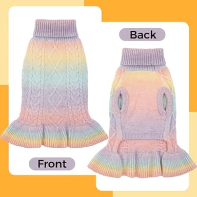 Lelepet Dog Sweater Turtleneck Knitwear Sweatshirt Cable Knit Warm Dress for Small Medium Large Dogs Puppy Fall Sweater, Dachshund, Shih Tzu, L - Image 2