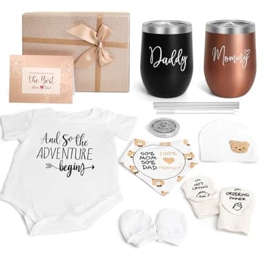 New Mom Gifts for Women, Top Pregnancy Gifts for New Parents Gender Reveal Gifts with Mom and Dad Tumbler Set for First Time Moms, Expecting Parents to Be, Gender Reveal, Baby Shower… - Image 1