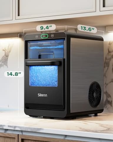 Silonn Nugget Ice Maker Countertop, Pebble Ice Maker Nugget, 44lbs Crushed Ice in 24h, Pull-Out Water Tank and Removable Ice Basket for Home, Kitchen, Stainless Steel - Image 7