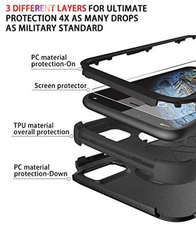 Diverbox for iPhone X Case/iPhone Xs Case [Shockproof] [Dropproof] [Tempered Glass Screen Protector ] Heavy Duty Protection Phone Case Cover for Apple iPhone X/XS (Black) - Image 7