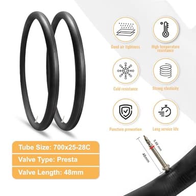Hycline Road Bike Tires Set: 2-Pack 700x28C(28-622) Folding Replacement Puncture-Resistant Bicycle Tires and 2 Pcs 700x25-28C Inner Tubes Presta Valve with Tire Levers for City Commuter Road - Image 5