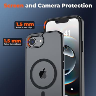 zapica Magnetic for iPhone 16e Case, [Compatible with MagSafe] [Military Grade Drop Protection] Translucent Matte Shockproof Anti-Scratch Phone Case, Black - Image 5