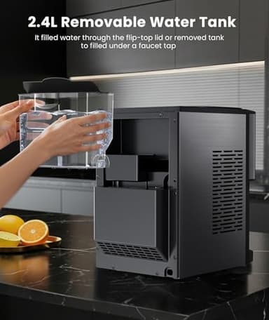 Cowsar Nugget Ice Makers Countertop, 44lbs/24H Pellet Ice Maker with Ice Dispenser, Self-Cleaning, Water Reservoir, Soft Chewable Ice Maker Machine for Home/Kitchen/Office, Silver Stainless - Image 6