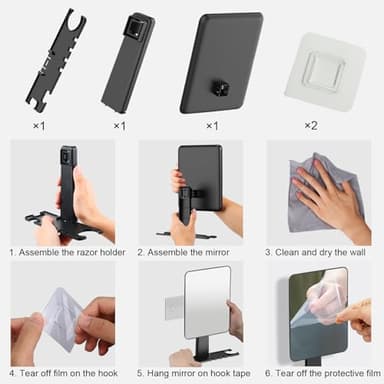 Jobsonslates Shower Mirror Fogless for Shaving, Fogless Mirror for Shower with Razor Holder, NO-Drilling & Removable, Shatterproof & Waterproof with 2 Adhesive Hooks - Image 7