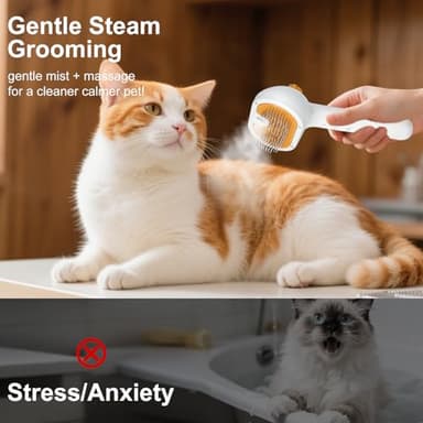 3-in-1 Pet Steam Brush Set for Dogs & Cats, Grooming Comb with Spray, Defur Tool, Water-Assisted Hair Removal, Spritz Brush, Multi-Purpose Kit, Undercoat Rake, Deshedding Brushes, Dematting Brush. - Image 5