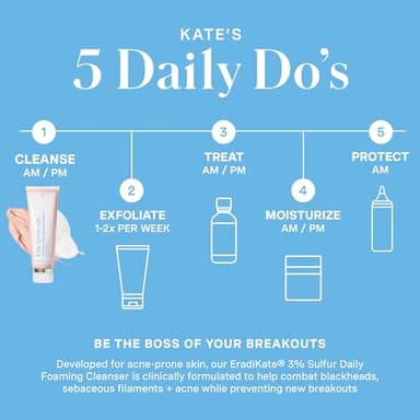 Kate Somerville EradiKate 3% Sulfur Daily Foaming Cleanser Acne Treatment – Clinically Formulated Medicated Face Wash Balances Skin & Cleans Pores, 4 Fl Oz - Image 5
