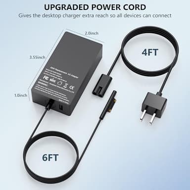 COWOOGMZ Surface Pro Charger-65W Surface Charger Compatible with Microsoft Surface Pro 9,8,7+,7,6,5,4,3,X,10,Surface Book 3,2,1,Surface Go 3,2,Surface Laptop Studio,Support 44W,36W,24W Surface Charger - Image 7
