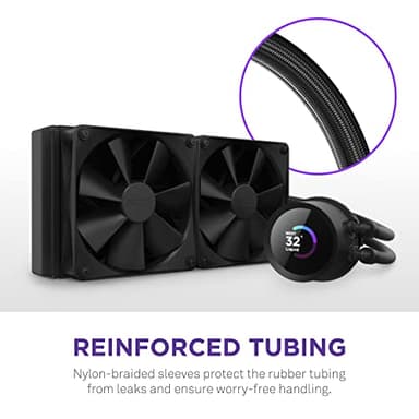NZXT Kraken 240 - RL-KN-240-B1-240mm AIO CPU Liquid Cooler - Customizable 1.54" Square LCD Display for Images, Performance Metrics and More - High-Performance Pump - 2 x F120P Fans - Black - Image 8