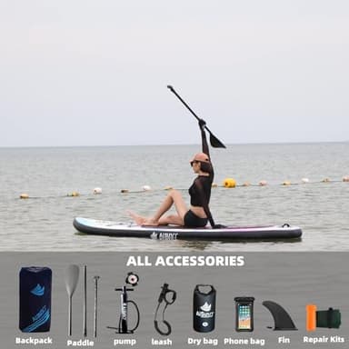 AISUNSS Inflatable Paddle Board for Adult, Paddle Board for All Skill Levels, Wide SUP Board with Primium Accessories Include SUP Carry Bag, Hand Pump, 10L Waterproof Bag and Adj Paddle - Image 4