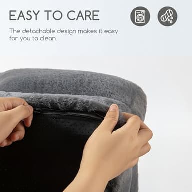 Hollypet Fluffy Plush Dog Cat Pet Couch Soft Calming Sofa Bed for Medium Small Cats and Dogs, Gray - Image 7