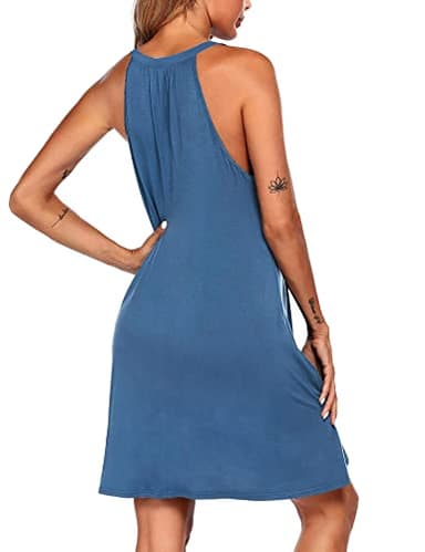 Ekouaer Womens Nightgown Sleeveless Sleepwear V Neck Racerback Sleep Dress, Royal Blue, X-Large - Image 4