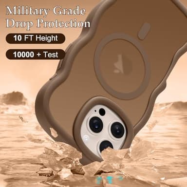 Pepmune for iPhone 16 Pro Max Case, Curly Wavy Frame Hard Translucent Matte Clear Back Cover for Women Men Compatible with Magsafe Shockproof TPU Bumper Phone Case for iPhone 16 Pro Max, Desert Gold - Image 4