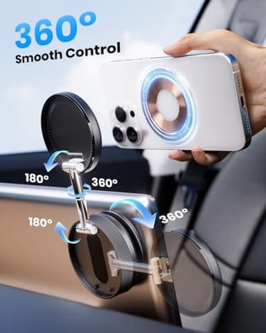 2026 Upgraded 360° Vacuum Magnetic Car Phone Holder for Magsafe [96+LBS Strongest Suction & 2800gf Strongest Magnetic], Adjustable Car Phone Mount for Your Car/Gym/Mirror/Shower for iPhone & Android - Image 5