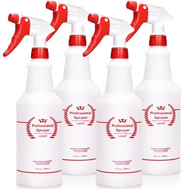 Uineko Plastic Spray Bottle (4 Pack, 32 Oz, All-Purpose) Heavy Duty Spraying Bottles Leak Proof Mist Empty Water Bottle for Cleaning Solution Planting Pet with Adjustable Nozzle and Measurements - Image 1