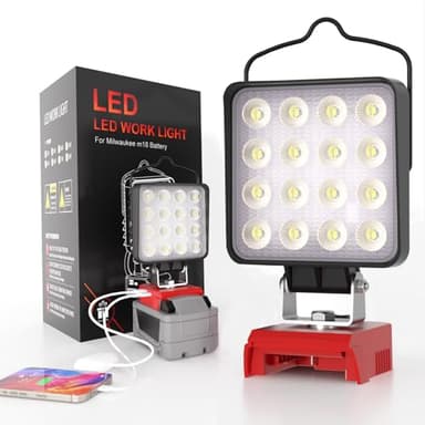 76W 10000LM LED Work Light for Milwaukee M18 18V Battery, Upgraded Cordless LED Work Light with USB and Type-C Charging Port, Low Voltage Protection, Outdoor Lighting (Battery Not Included) - Image 1