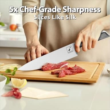 imarku Knife Set, 10 PCS Japanese Stainless Steel Knife Block Set, Kitchen Knife Sets with Wooden Drawer Organizer, Drawer Knife Set,Dishwasher Safe, Ultra Sharp Chef Knife, Gifts for Women Men - Image 2