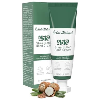 ÉCLAT NATUREL Shea Butter Hand Cream, Nourishes Very Dry Hands with Vitamin E and 45% Shea Butter, Vegan Natural Hand Moisturizer, Mini Travel Size Hand Lotion, 1 Fl Oz (Pack of 1) - Image 8