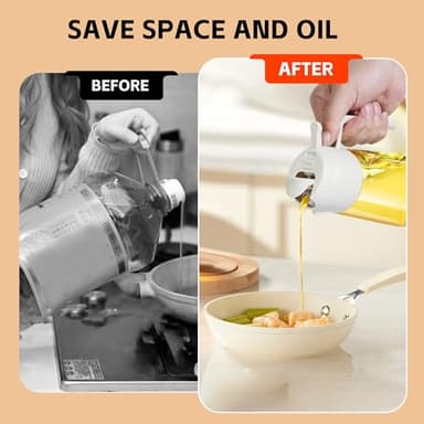 FXKJGHP Oil Dispensing, Oil Sprayer For Cooking, Oil Dispenser For Kitchen, 2 in 1 Olive Oil Dispenser And Oil Sprayer 16oz/470ml For Cooking, Kitchen, Salad, Barbecue(Beige) - Image 3