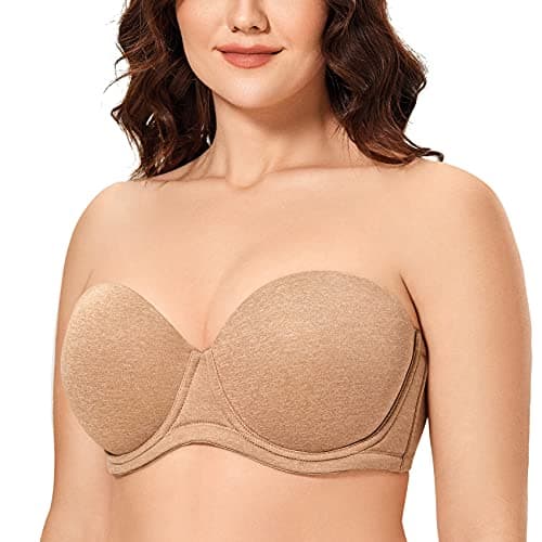 DELIMIRA Women's Underwire Contour Multiway Full Coverage Strapless Bra Plus Size Chanterelle 46DD - Image 1