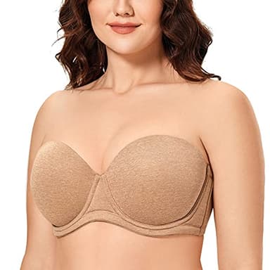DELIMIRA Women's Underwire Contour Multiway Full Coverage Strapless Bra Plus Size Chanterelle 46DD - Image 1